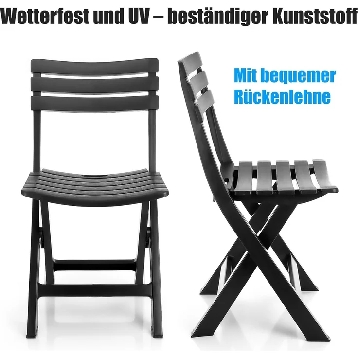 BigDean Gartenstuhl klappbar aus wetterfestem & robustem Kunststoff in Anthrazit – Klappstuhl ideal für Garten und Balkon – Balkonstuhl Made in Italy – Bild 6