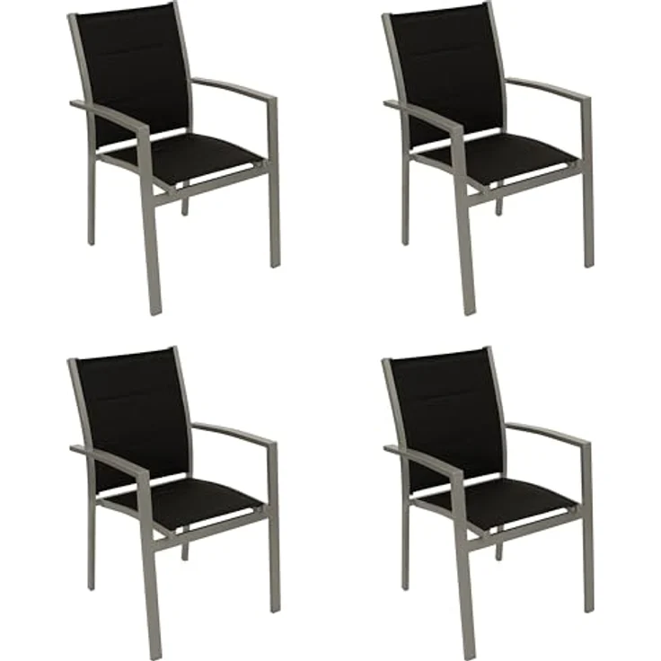 Stapelsessel RIVERA, Aluminium + Kunstgewebe gespoltert schwarz, 4 Stück – Bild 2