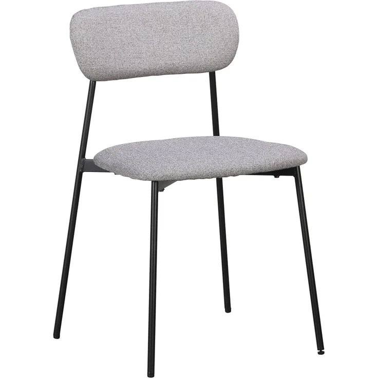 Esszimmerstuhl Inka 4er-Set Stoff, modern gepolstert, Dunkelgrau, Metallgestell schwarz