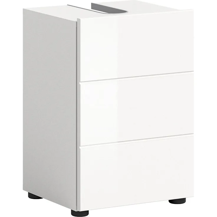 Xonox. home 'Vira' Waschbeckenunterschrank mit Syphonausschnitt, MDF weiß, Hochglanz, 38 x 56 x 34 cm