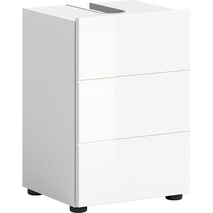 Xonox. home 'Vira' Waschbeckenunterschrank mit Syphonausschnitt, MDF weiß, Hochglanz, 38 x 56 x 34 cm – Bild 1
