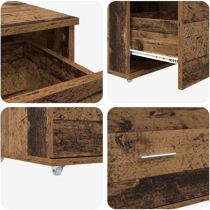 vidaXL Schubladenschrank Mit Rad Altholz 55 x 45 x 31 cm 869312 – Bild 9
