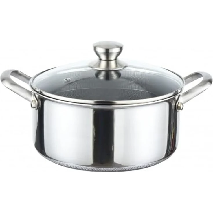 Kochtopf Topf Ø28cm Massiv Edelstahl mit Glasdeckel Induktion Cheffinger PNC28