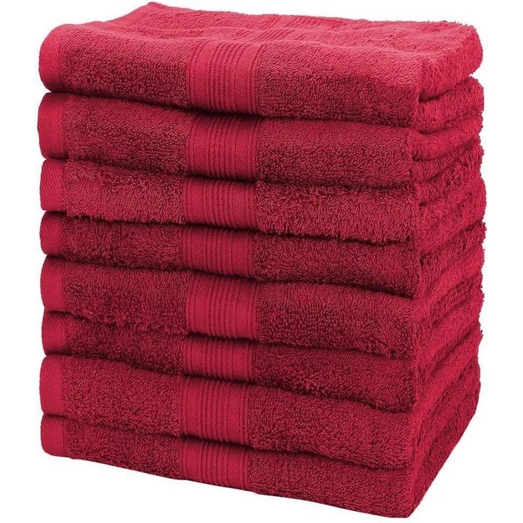 NatureMark Handtücher Handtuch 500gsm (8er-Set), 100% Baumwolle (8-St), 8X Frottier Handtücher mit Aufhänger, 50 x 100cm, Bordeaux rot