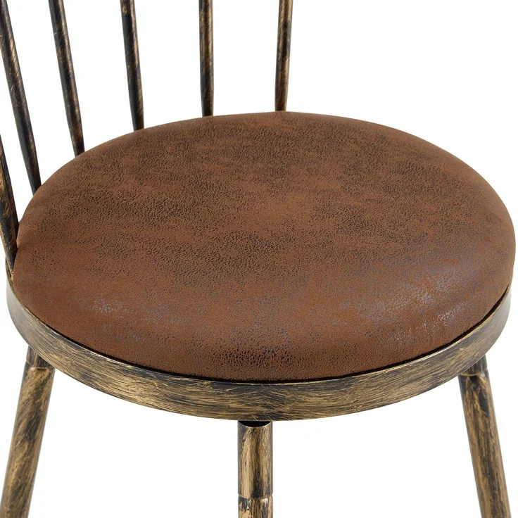 Moderner Metall-Barhocker im Windsor-Stil mit gepolstertem Sitz für Kücheninseln, Bars, Restaurants; Barhocker im Industrial-Stil in Barhöhe; Vintage- und Minimalismus-Stil--Braun--96x39x39cm--YOUDENOVA – Bild 5