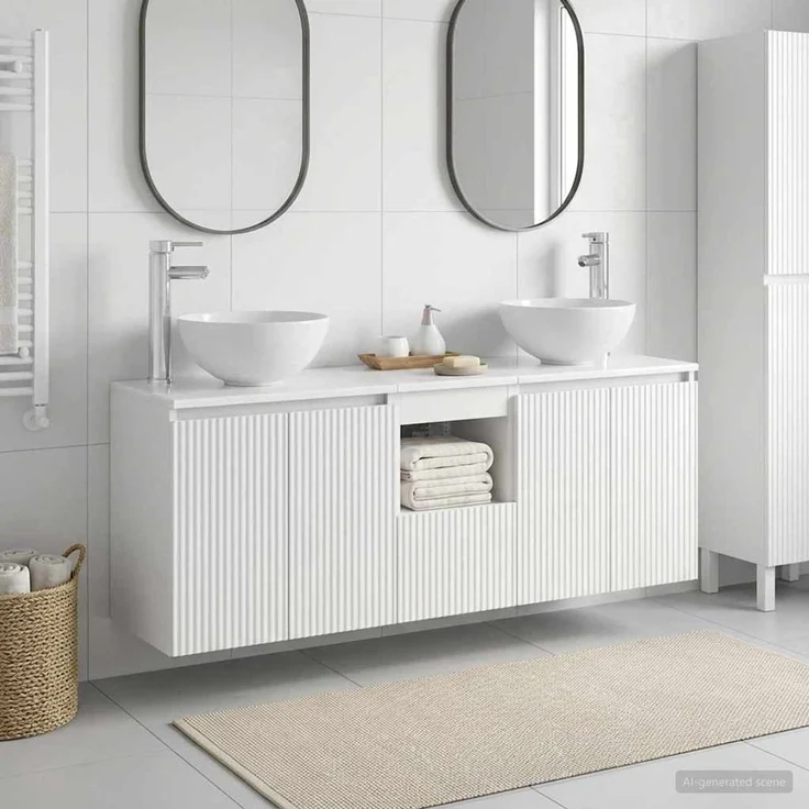 vidaXL Wandmontiertes Badezimmerschrank-Set 3 stk. Weiß 3405617 – Bild 1