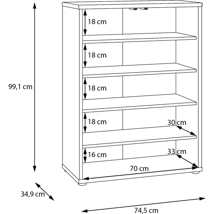 Forte ALICE SPRINGS Schuhschrank 70 80, moderner Flurschrank mit 2 Türen und 4 Einlegeböden, Holzwerkstoff, Kaschmir/Beige, 74,5 cm breit x 99,1 cm hoch x 34,9 cm tief – Bild 8