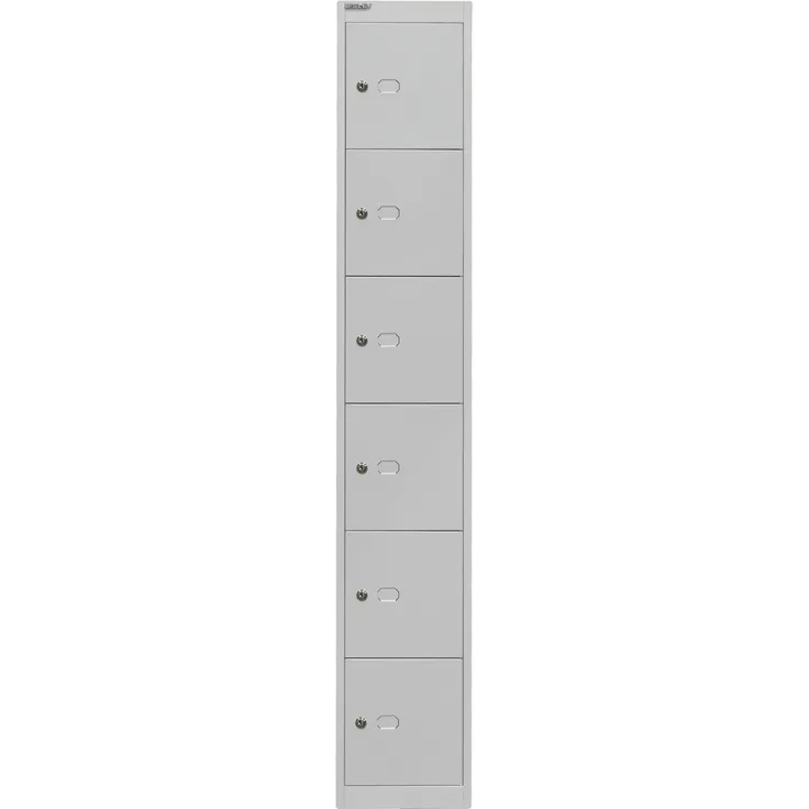 Bisley Schließfachschrank Office, 1 Abteil, 6 Fächer, T 457 mm, Farbe lichtgrau