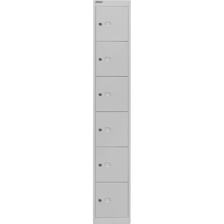 Bisley Schließfachschrank Office, 1 Abteil, 6 Fächer, T 457 mm, Farbe lichtgrau – Bild 1