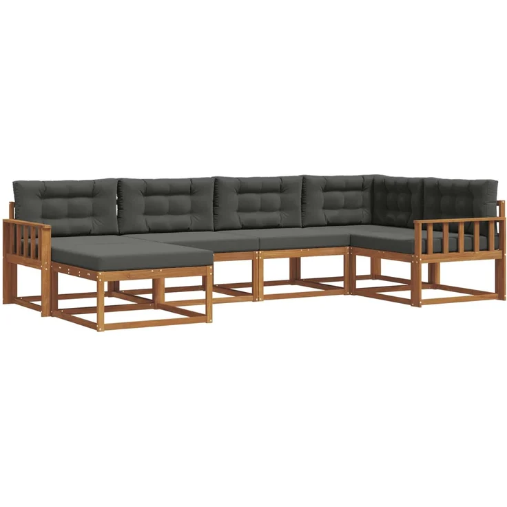vidaXL Outdoor-Sofagarnitur 6 stk. 6-Sitzer Natur und Anthrazit 3367820 – Bild 2
