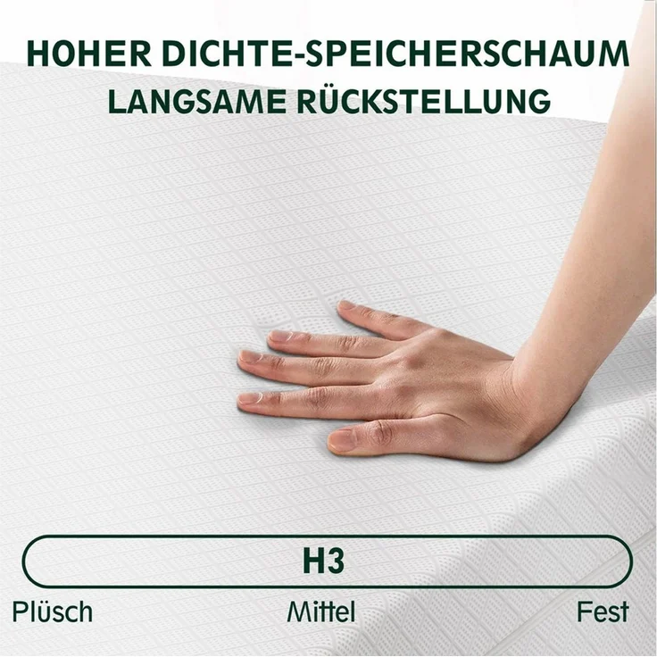 Komfortschaummatratze kaltschaummatratze, 20 cm extra dicker Schaumstoff, H3 Weiß, PFCTART, 20 cm hoch, (Set, Kaltschaummatratze 140x200 für Rücken & Seitenschläfer, Öko Tex), Kühlend atmungsaktiv, 7 Zonen ergonomisch, Bezug waschbar bis 60°C – Bild 3