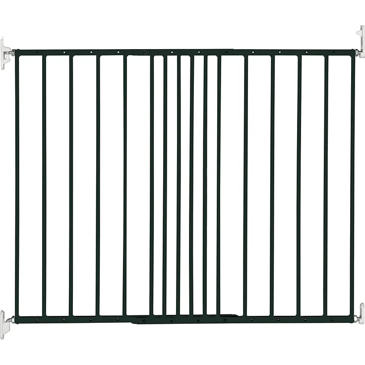 DOLLE Türschutzgitter | Treppenschutzgitter aus Metall | Farbe: Schwarz| Breite: 62,5-106,8 cm | Schwenkbares Kindersicherheitsgitter mit Einhand-Sicherheitsverschluss | TÜV/GS geprüft | zum Schrauben