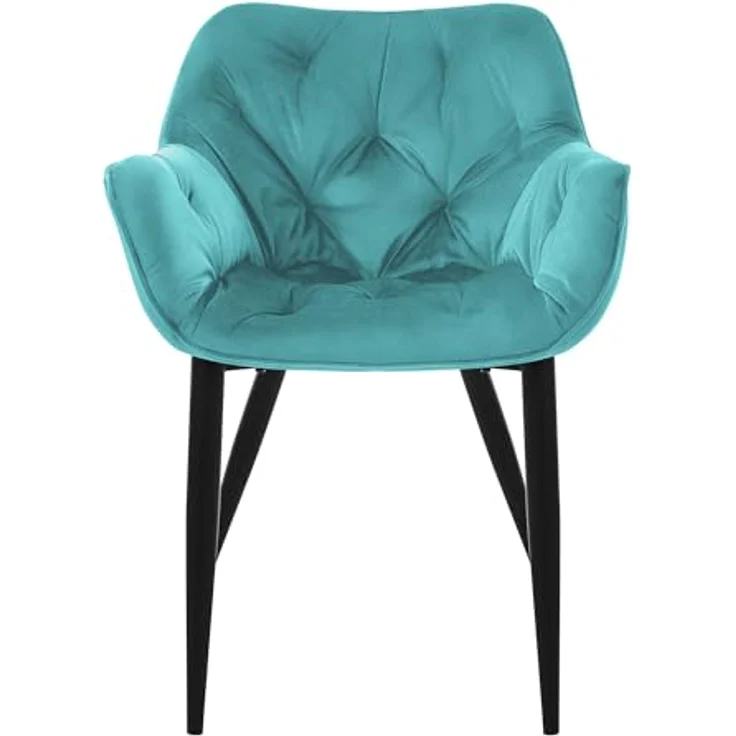 ML-DESIGN Stuhl Esszimmerstuhl mit Rückenlehnen und Armlehnen aus Samt mit Metallbeine (4 St), Ergonomischer Sessel Blau Wohnzimmerstuhl Polsterstuhl – Bild 5
