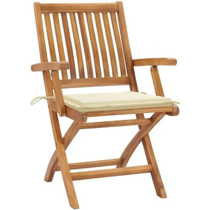 vidaXL Klappbare Gartenstühle mit Kissen 8 Stk. Massivholz Teak 3072779