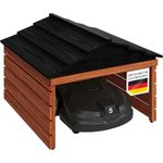 STEELSØN 'Nembus' Mähroboter Garage, Massivholz Kiefer, braun/schwarz, mit UV-Schutzlackierung, wetterfest, 53x74x78 cm, mit abnehmbarem Dach
