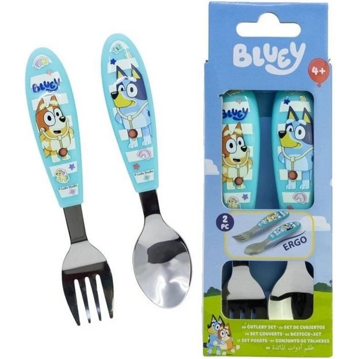 Bluey Kinderbesteck Bluey Yummy Metall-Ergo-Besteckset, 2-tlg. (2-tlg), Edelstahl – Bild 1