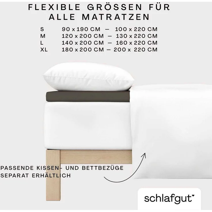 Schlafgut 'PURE TOPPER' Spannbettlaken, für Topper bis 10 cm Höhe, Sand Deep, XL 180x200 cm - 200x220 cm, 100% Bio-Baumwolle – Bild 3