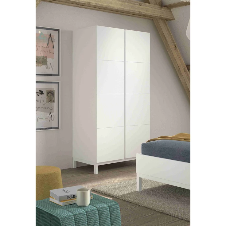 Kleiderschrank Eva 98.5 x 196.2 x 57.8 cm Kiefer MDF Weiß – Bild 1