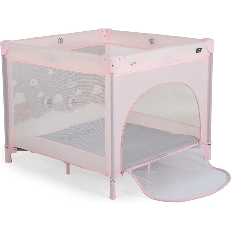 Cangaroo Laufstall Joyzi Matratze Reisebett faltbar Tasche vier Plüschfiguren rosa – Bild 1