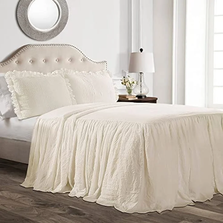 Lush Decor Rüschenrock, 2-teiliges Tagesdecken-Set, Doppelbett, Weiß – Bild 7