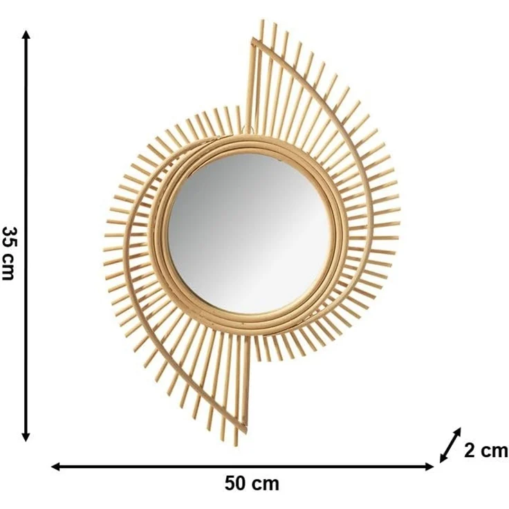 Kobolo Dekoobjekt Spiegel Wandspiegel LEVI Rattan, aus natürlchem Rattan – Bild 3