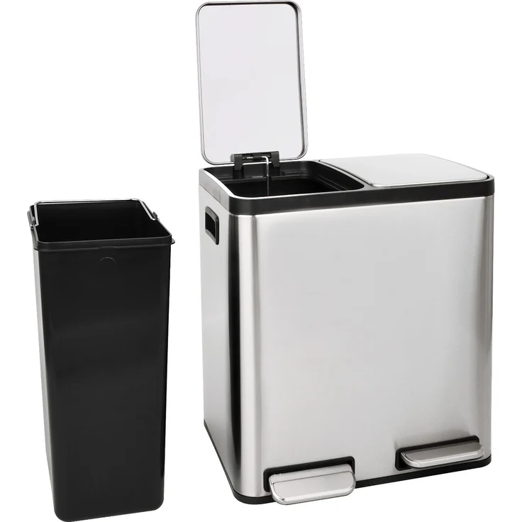 Gardissimo RUBI XL Duo Mülleimer Edelstahl Abfalleimer Treteimer 2x30 Liter – Bild 2