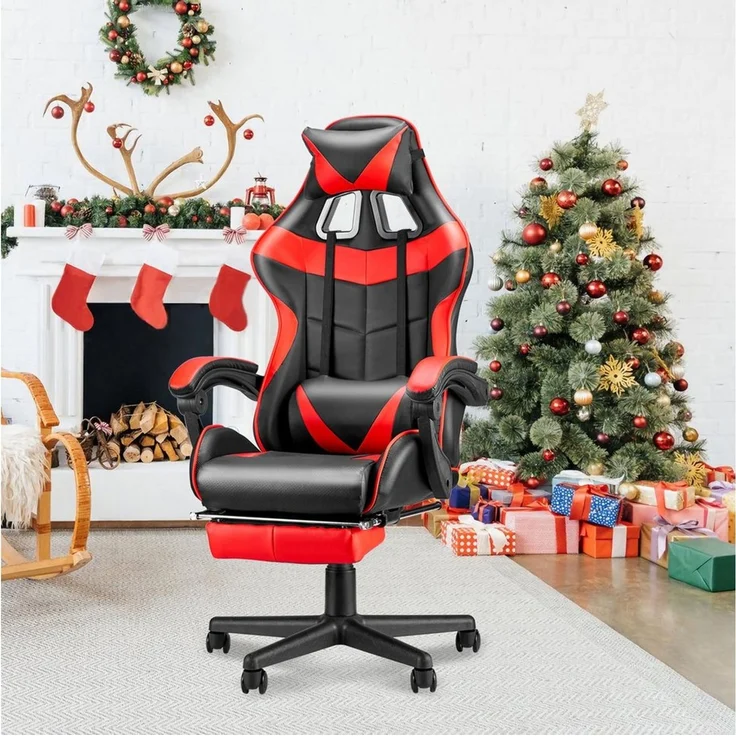 Ferghana Gaming-Stuhl Gaming Sessel mit Fußstütze,Kopfstütze,MassageLendenkissen (Packung), Ergonomisch Gaming Stuhl für Gamer YouTube Livestreaming Xbox – Bild 1