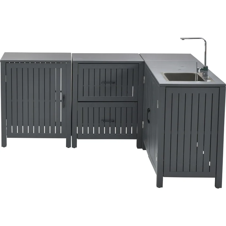 Gardissimo RUDOLF Alu Outdoor Küche inkl. Spüle wetterfest carbon black – Bild 3
