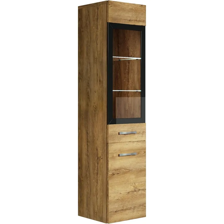Badezimmer Schrank Rio 131 cm Braun Eiche – Regal Schrank Hochschrank Schrank Möbel Badschrank