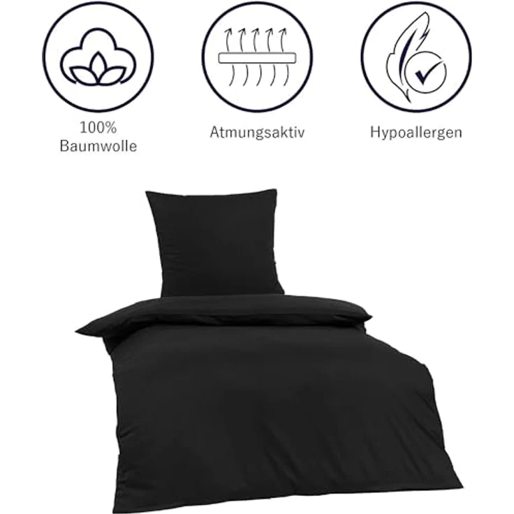 Brielle Bettwäsche Renforcé Set aus 100% Baumwolle - 135x200 cm - Gelb/Blau/Schwarz/Grau, 2 teilig, Mit Reißverschluss, 100% Baumwolle – Bild 6