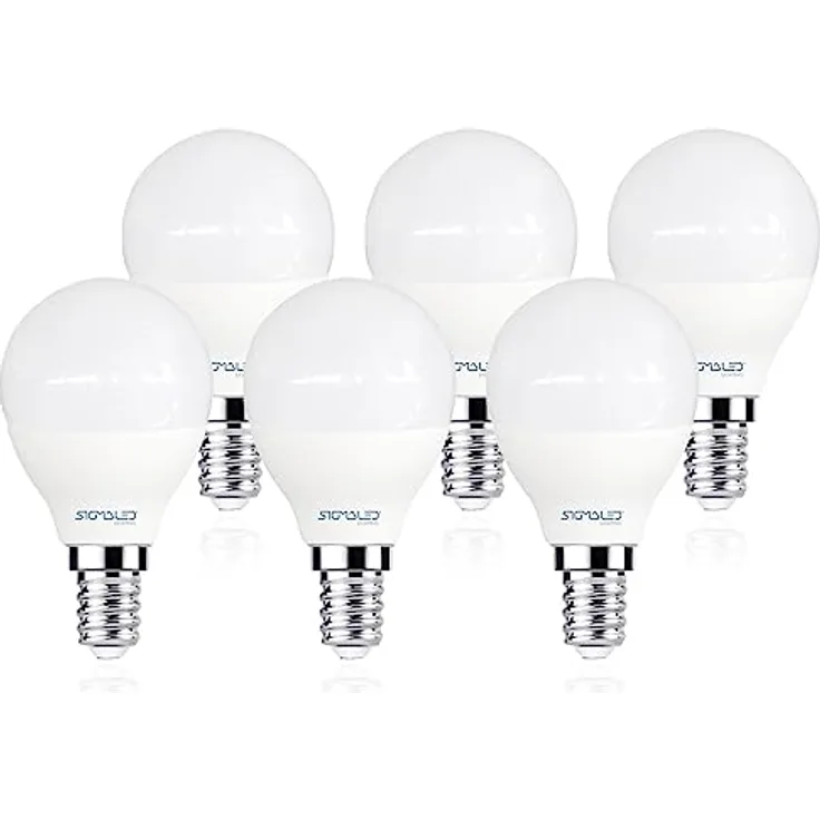 Sigmaled lighting, LED-Glühbirne E14-Sockel 6W (entspricht 50W), 550 Lumen, Neutralweißes Licht (4000K), kleine Kugel LED-Leuchtmittel G45 P45, 6er-Pack