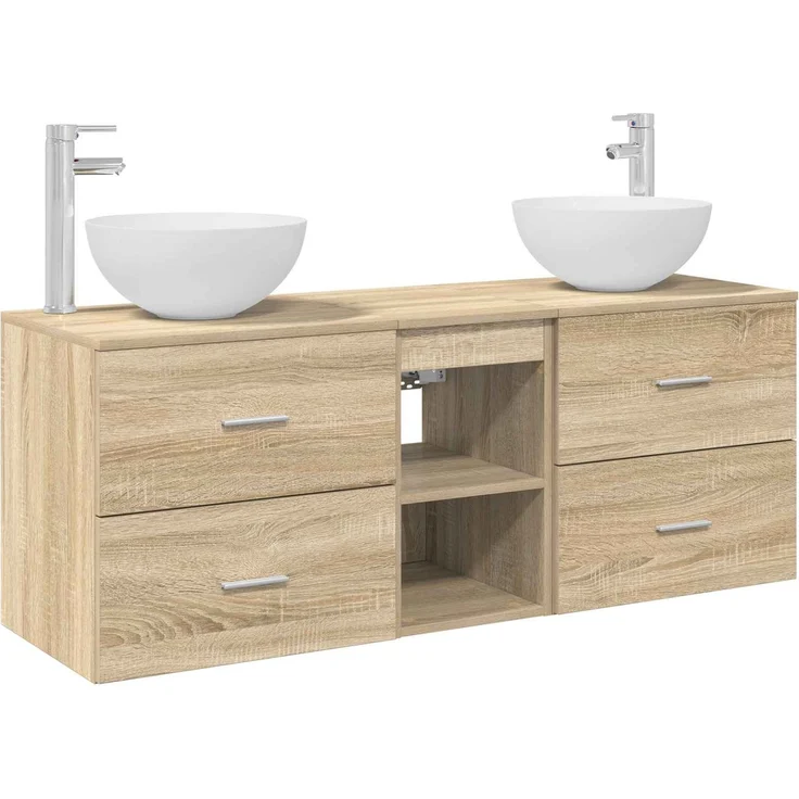 vidaXL Badezimmerschrank-Set 3 stk. Sonoma-Eiche 129 x 35 x 80 cm 3405789 – Bild 2