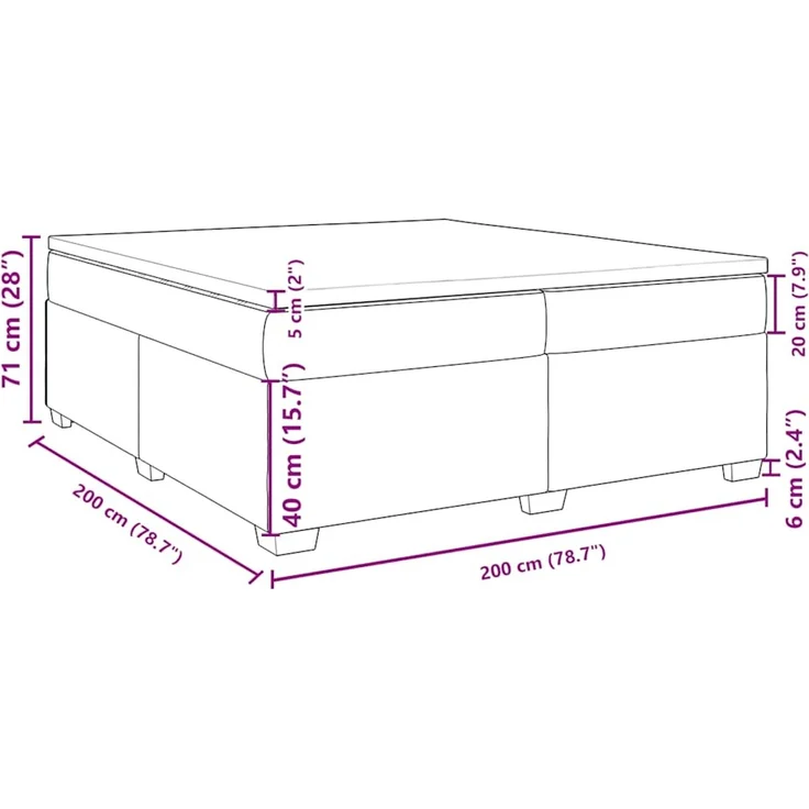 vidaXL Boxspringbett mit Matratze Dunkelblau 200x200 cm Samt 3285309 – Bild 12