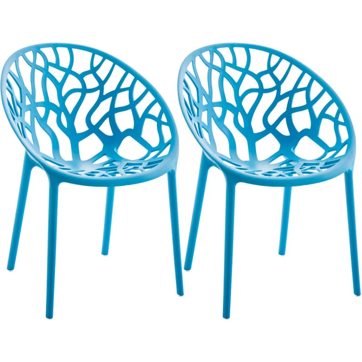 CLP 2er Set Gartenstühle Hope mit Lehne stapelbar wetterfest UV-beständig bis 150 kg - Farbe:blau – Bild 1