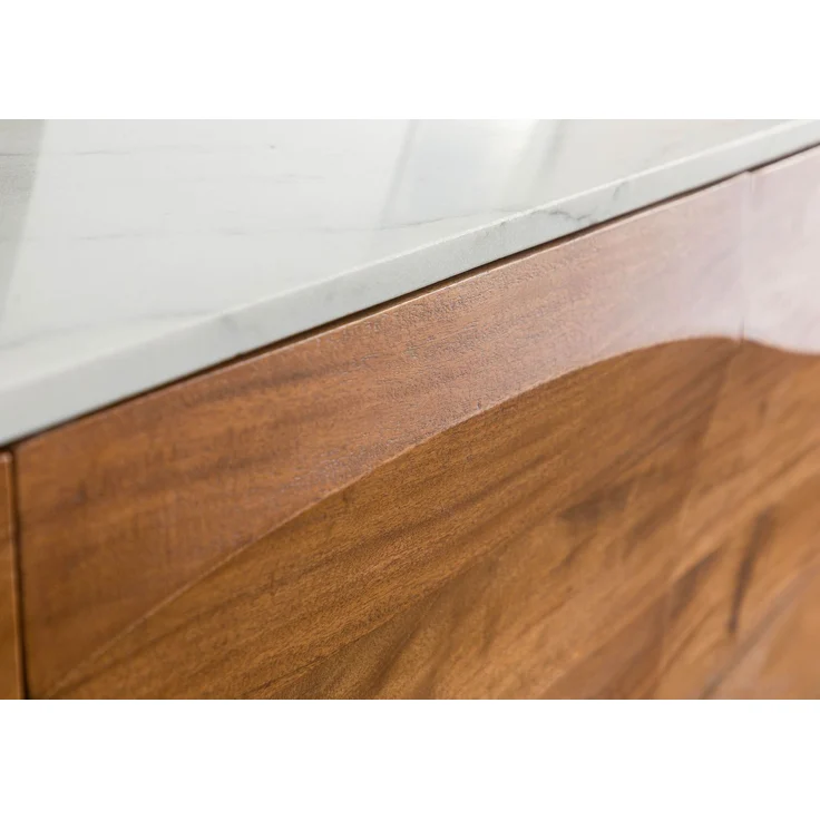 Lowboard Akazie 124 x 40 x 25 natur lackiert / Marmor weiß MONTREAL #132 – Bild 5