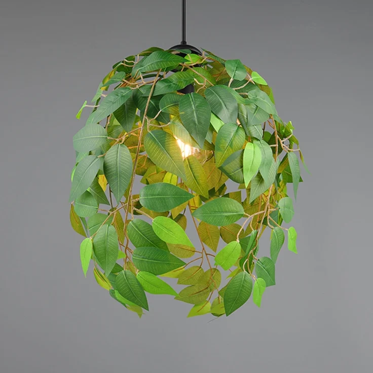 Hängeleuchte, Höhe anpassbar, Blätter-Design, grün, H 150 cm – Bild 6
