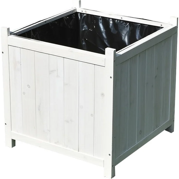 50x50 Blumenkübel Pflanzkasten Blumentrog Blumentopf Blumenkübel Übertopf weiß – Bild 2