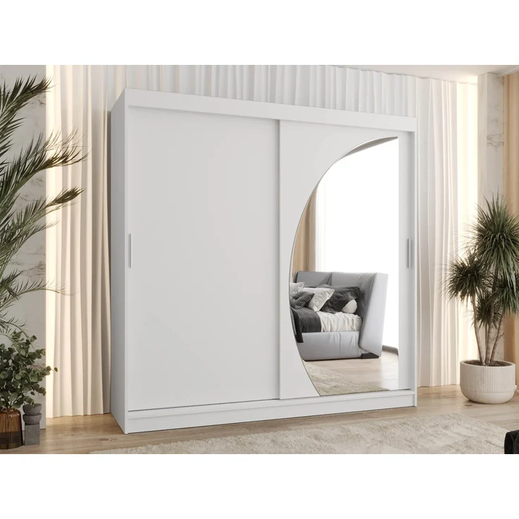 Kleiderschrank Waluri 200 cm (Farbe: Weiß, ohne Schubladen) – Bild 2