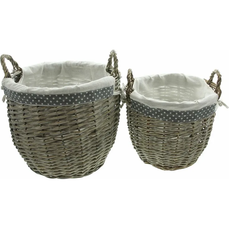 Füllkorb Pünktchen 2er Set Aufbewahrungskorb Schale Obstkorb Tischdeko Korb