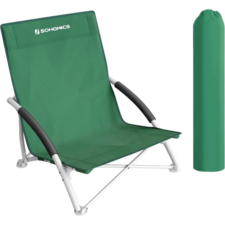 Campingstuhl, klappbarer Strandstuhl, Klappstuhl mit Tragetasche, bis 150 kg belastbar, aus robustem Oxford-Gewebe, für Angeln, Garten und Camping, Grün, GCB61GV1 – Bild 1
