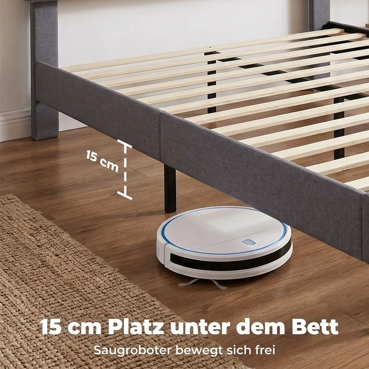 HOMCOM Bettgestell, Polyester, Sperrholz, Dunkelgrau, 150 x 208 x 112 cm – Bild 7
