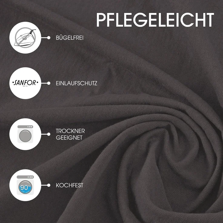CelinaTex Jersey Spannbettlaken Lucina 140x200-160x200 cm anthrazit grau 100% Baumwolle gekämmt bis 26cm Matratzenhöhe Spannbettbezug, Leintuch, Bettlaken, elastisch, Strech, Oeko-Tex – Bild 5