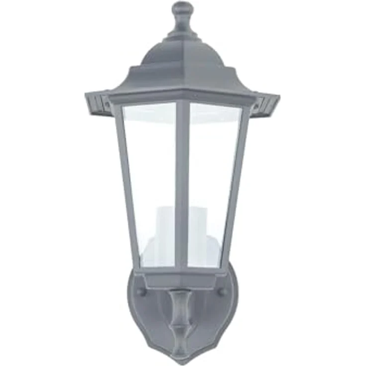 Licht-Erlebnisse PARIS, Nostalgische Außenlampe für die Wand, Dunkelgrau, IP44, E27 Fassung, Höhe 36 cm, rustikales Design mit klarem Glas Schirm – Bild 5