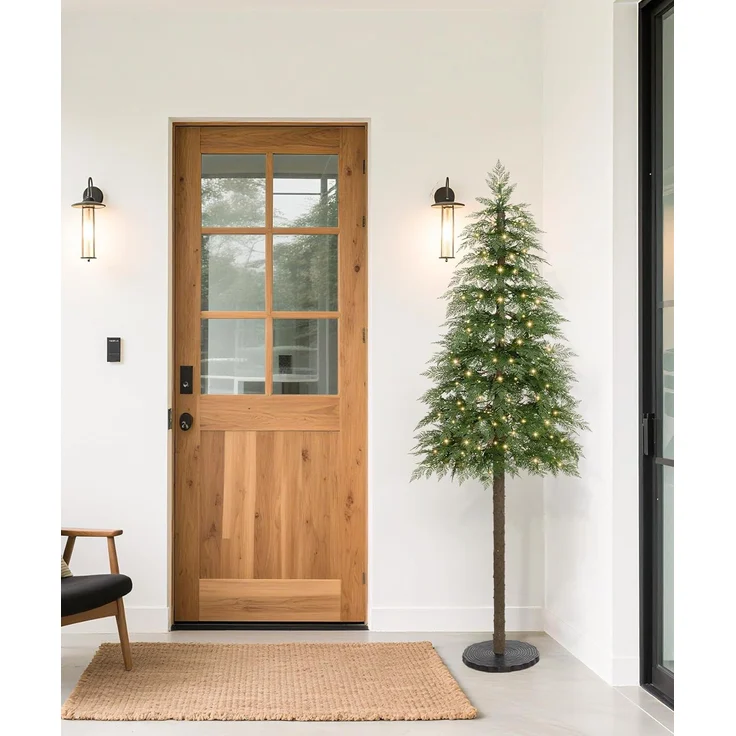 Yorbay Künstlicher Weihnachtsbaum 180cm Weihnachten Baum Deko mit LED Beleuchtung, Schmal PE Christbaum, Tanne, Naturgetreuer PE Weihnachtsbaum mit Scheibenbasis für Heim Geschäft – Bild 8
