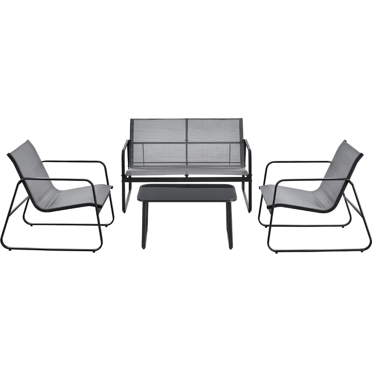 Gartenmöbelset Palencia Hellgrau Schwarz en. casa