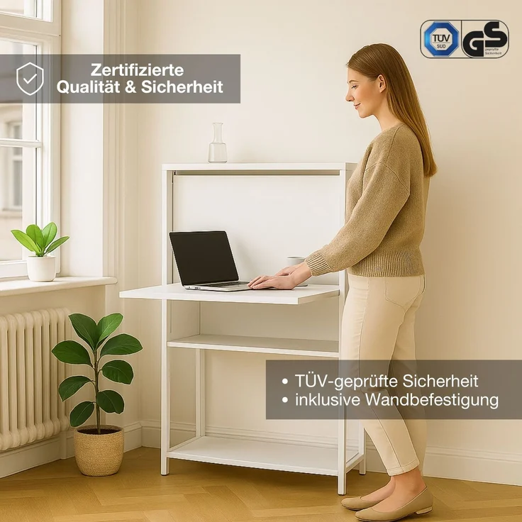 ASSMANN Sekretär Cubas Basic Schwarz 80x36x116cm Metall Holz – Bild 2