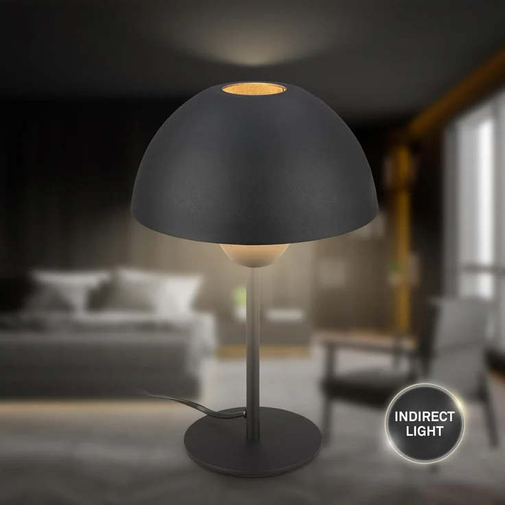 BRILONER - Nachttischlampe mit Kabelschalter, E14, max. 25W, Tischlampe, Lampe, Schreibtischlampe, Tischleuchte, Bürolampe, Leselampe Bett, Leselicht, 20x31 cm (DxH), Schwarz – Bild 5