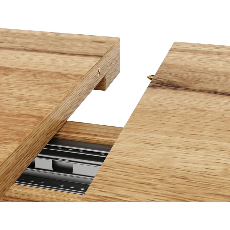 ausziehbarer Esstisch mit Holzmaserung MDF-Platte & Metallgestell, 120–160 cm Teleskop-Küchentisch mit Feststellschiene für Küche und Wohnzimmer – Bild 6