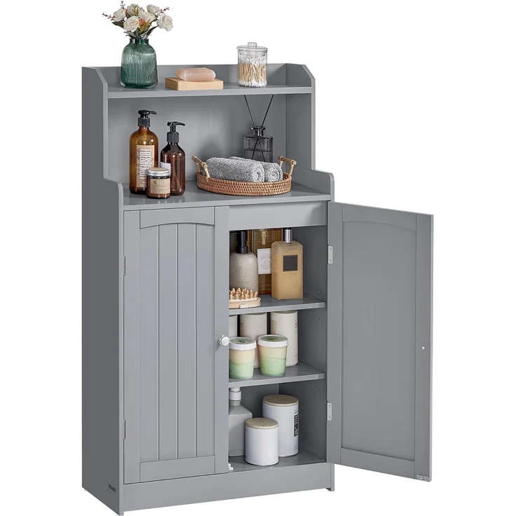VASAGLE Badezimmerschrank, Badschrank mit 2 Türen, 2 verstellbare Eingeböden, 30 x 60 x 100 cm, Schrank für Esszimmer, Küche, Wohnzimmer, Taubengrau BBC770G02 – Bild 1