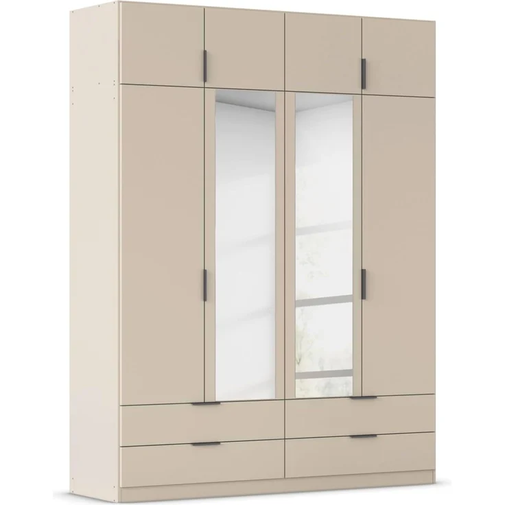 Rauch Möbel Lagoa, Kleiderschrank, Garderobe für Schlafzimmer, Kinderzimmer, Jugendzimmer 8-türig,mit Spiegel, 4 Schubladen, mit Zubehör Premium, Farbe Beige, Breite 181 – Bild 1